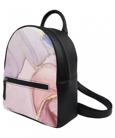 Pink Marble Leather Shoulder Bag Womens Waterproof Mini Backpack Purse Zipper Satchel Handbag Pink Marble $16.31 Backpacks