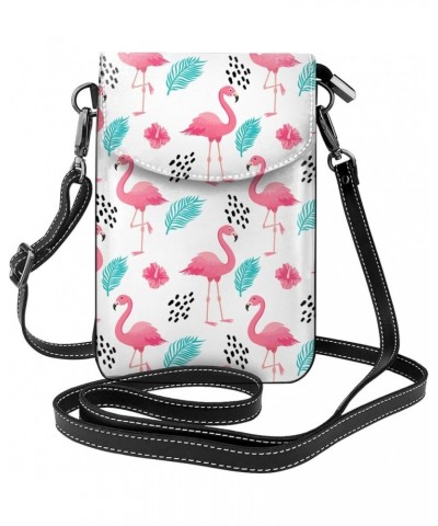 Small Crossbody Phone Bags for Women Leather Cell Phone Purse Lightweight Cell Phone Wallet Girls Pink Flamingo Leaf $17.64 C...