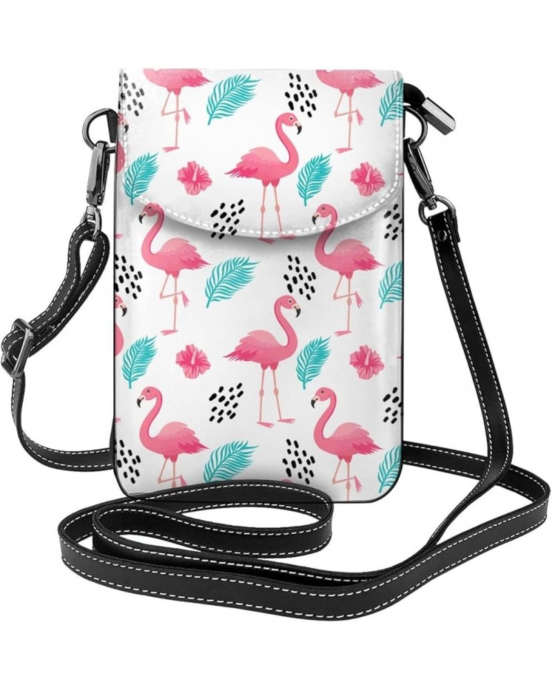 Small Crossbody Phone Bags for Women Leather Cell Phone Purse Lightweight Cell Phone Wallet Girls Pink Flamingo Leaf $17.64 C...