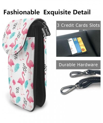 Small Crossbody Phone Bags for Women Leather Cell Phone Purse Lightweight Cell Phone Wallet Girls Pink Flamingo Leaf $17.64 C...