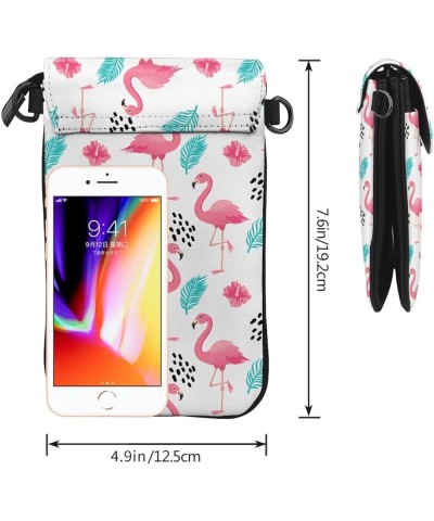 Small Crossbody Phone Bags for Women Leather Cell Phone Purse Lightweight Cell Phone Wallet Girls Pink Flamingo Leaf $17.64 C...