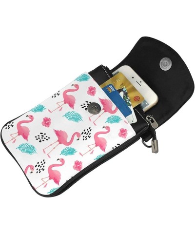 Small Crossbody Phone Bags for Women Leather Cell Phone Purse Lightweight Cell Phone Wallet Girls Pink Flamingo Leaf $17.64 C...