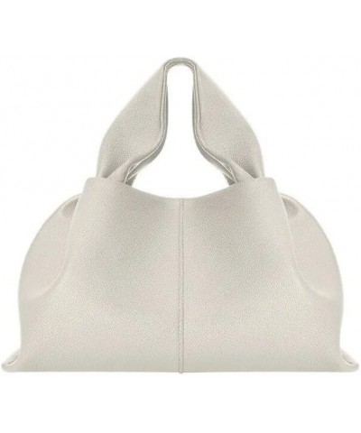 Luxurious Ruched Pleated PU Leather Tote Bag Gray L Large Ivory $65.25 Totes