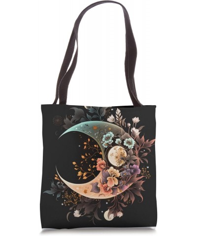 Floral Moon Phase flower crescent moon cool eclipse moon Tote Bag $10.82 Totes