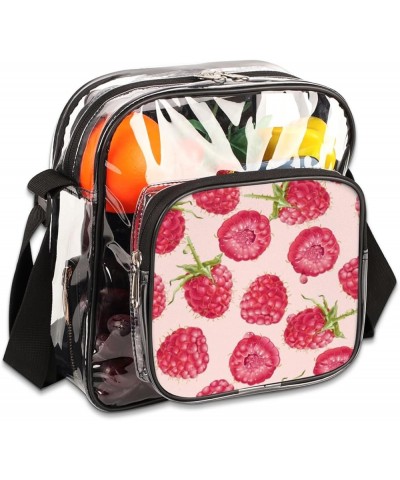 Cat Pumpkin Stadium-Approved Clear Crossbody Bag with Colorful Print Design Raspberry Red $12.71 Crossbody Bags