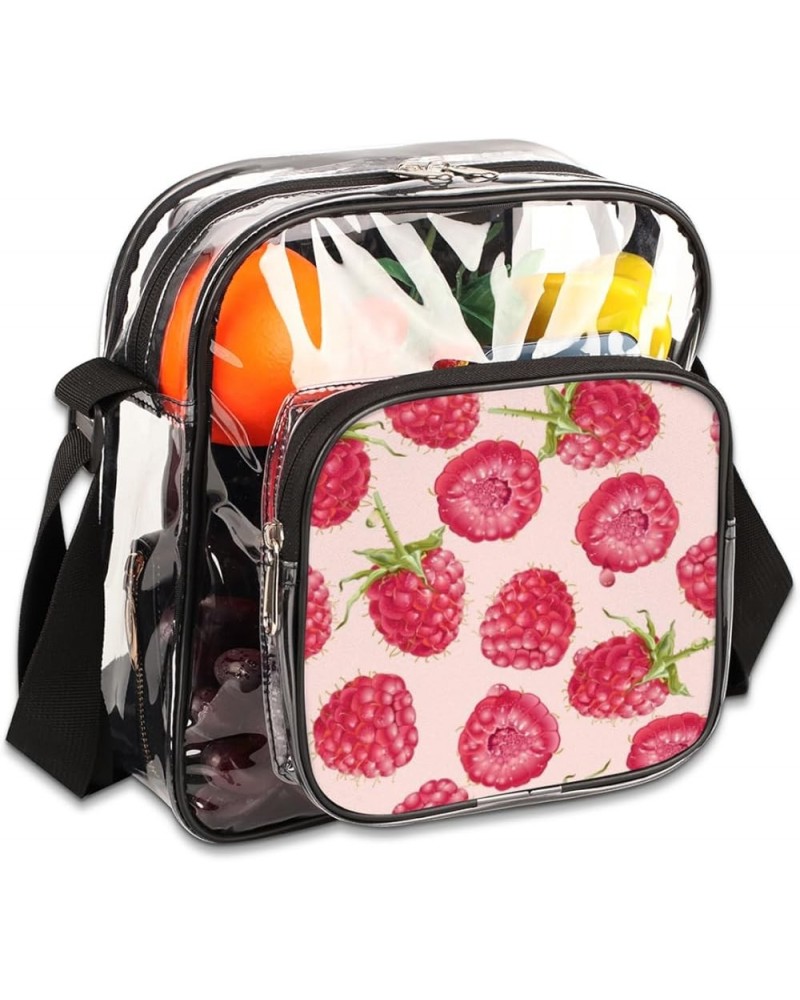 Cat Pumpkin Stadium-Approved Clear Crossbody Bag with Colorful Print Design Raspberry Red $12.71 Crossbody Bags