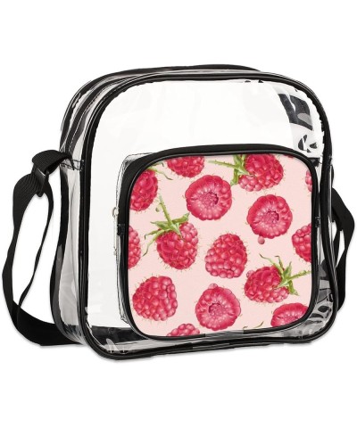 Cat Pumpkin Stadium-Approved Clear Crossbody Bag with Colorful Print Design Raspberry Red $12.71 Crossbody Bags