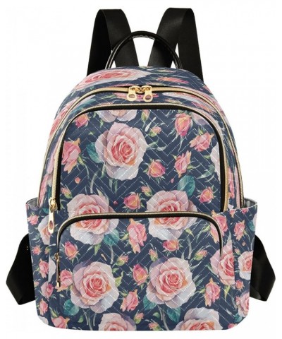 Pink Rose Flower Floral Blossom Women Backpack Purse Ladies Fashion Shoulder Bag Daypack Travel Bag 7.5L Medium $16.73 Backpacks