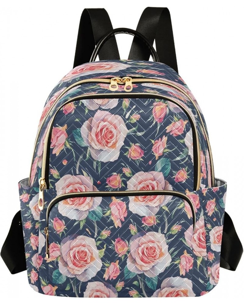 Pink Rose Flower Floral Blossom Women Backpack Purse Ladies Fashion Shoulder Bag Daypack Travel Bag 7.5L Medium $16.73 Backpacks