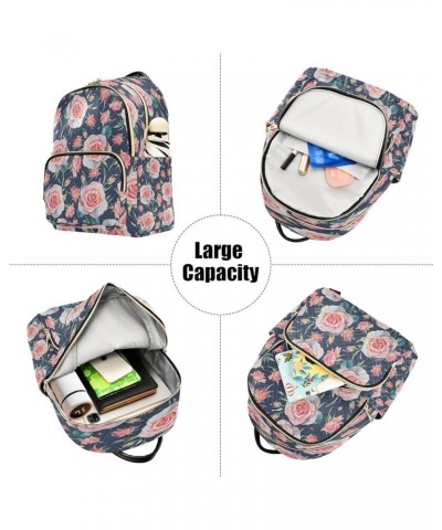 Pink Rose Flower Floral Blossom Women Backpack Purse Ladies Fashion Shoulder Bag Daypack Travel Bag 7.5L Medium $16.73 Backpacks