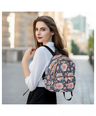 Pink Rose Flower Floral Blossom Women Backpack Purse Ladies Fashion Shoulder Bag Daypack Travel Bag 7.5L Medium $16.73 Backpacks