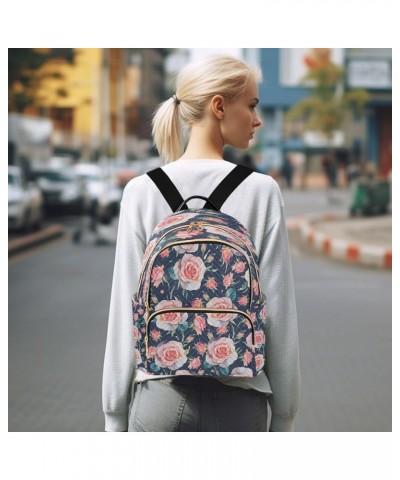 Pink Rose Flower Floral Blossom Women Backpack Purse Ladies Fashion Shoulder Bag Daypack Travel Bag 7.5L Medium $16.73 Backpacks