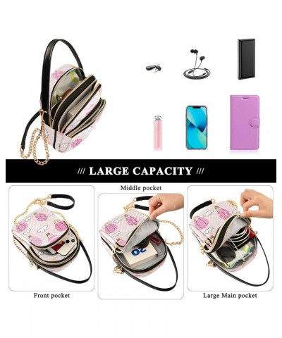 Pink Hot Air Balloons Crossbody Bags for Women Quilted Shoulder Bag Handbag with Chain Strap Cute Trendy Cross Body Cell Phon...