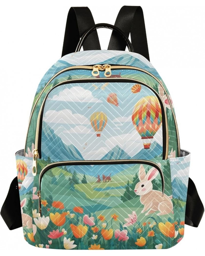 Mini Backpack Purse for Women, Easter Bunny Hot Air Balloon Travel Bag Casual Daypack Shoulder Bag Small $14.40 Backpacks