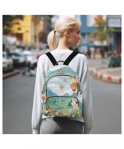 Mini Backpack Purse for Women, Easter Bunny Hot Air Balloon Travel Bag Casual Daypack Shoulder Bag Small $14.40 Backpacks