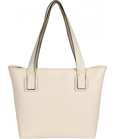 Soft Faux Leather Tote Shoulder Bag, Big Capacity Wide Strap Handbag for Women Beige $24.29 Totes