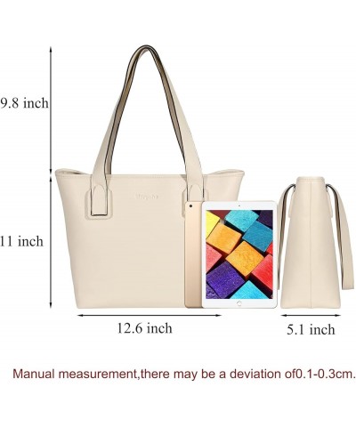 Soft Faux Leather Tote Shoulder Bag, Big Capacity Wide Strap Handbag for Women Beige $24.29 Totes