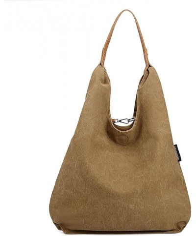 Hobo Handbags Canvas Shoulder Bags Simple Tote Bag Daily Purse for Travel Casual Multipurpose Bag Coffee Color $43.52 Totes