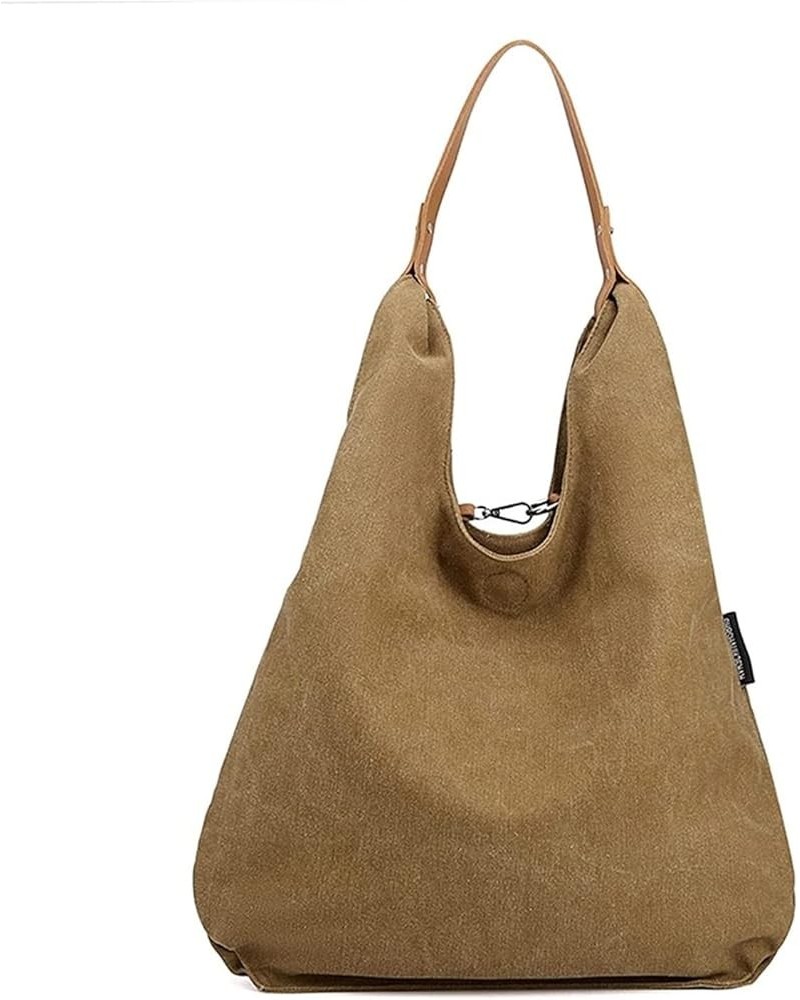 Hobo Handbags Canvas Shoulder Bags Simple Tote Bag Daily Purse for Travel Casual Multipurpose Bag Coffee Color $43.52 Totes