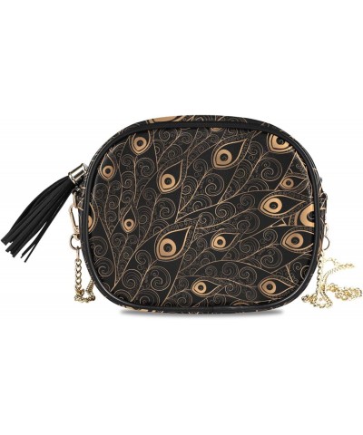 Women's Golden Peacock Feather Luxury Mandala Crossbody Bag Fashion Purses Bag Cross Body Bag Shoulder Handbag with Adjustabl...