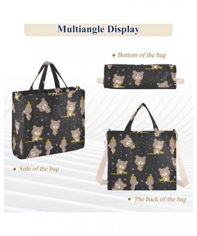 Bears Pattern Corduroy Tote Bag for Women Hobo Crossbody Bag Purse Stylish Shoulder Handbag Messenger Bags, S $13.62 Totes