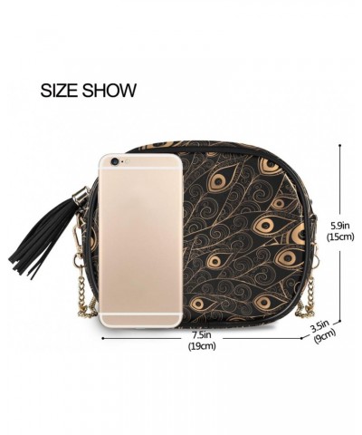 Women's Golden Peacock Feather Luxury Mandala Crossbody Bag Fashion Purses Bag Cross Body Bag Shoulder Handbag with Adjustabl...