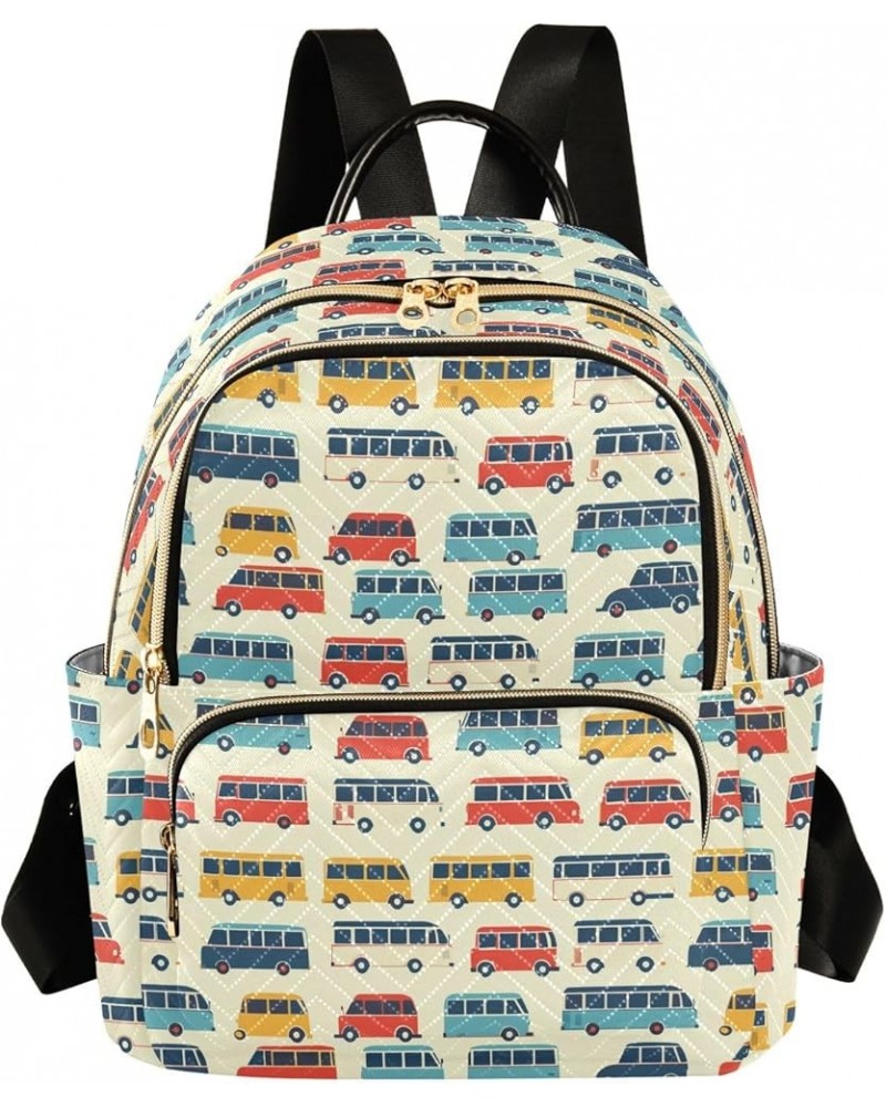 Colorful Bus Pattern Fashion Backpack Purse for Women, Casual Daypacks, Ladies Gift for Traveling Hiking Multicolor Medium $2...