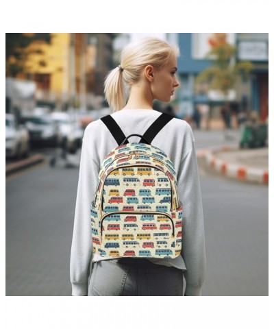 Colorful Bus Pattern Fashion Backpack Purse for Women, Casual Daypacks, Ladies Gift for Traveling Hiking Multicolor Medium $2...