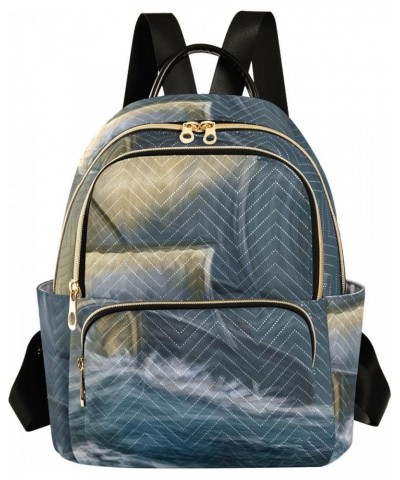 Old Ship in The Storm Sea Women's Backpack Purse Causal Daypack Work Travel College Business Trip Bag Shoulder Bag Small $17....