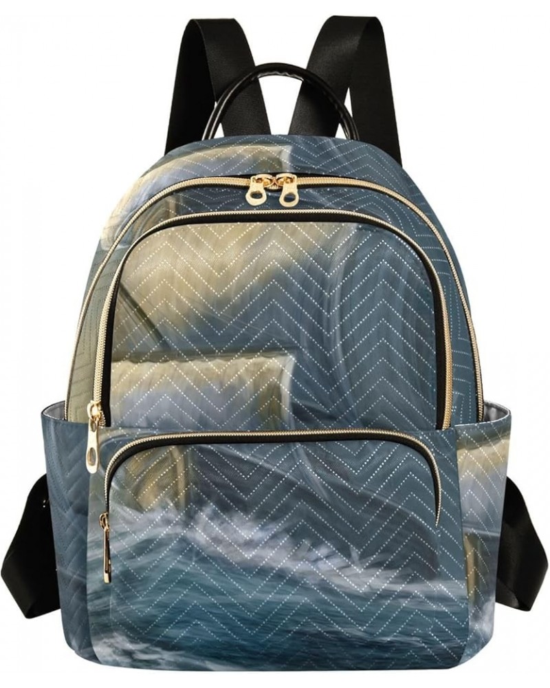 Old Ship in The Storm Sea Women's Backpack Purse Causal Daypack Work Travel College Business Trip Bag Shoulder Bag Small $17....