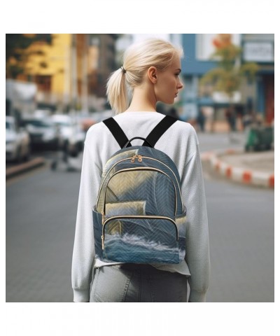 Old Ship in The Storm Sea Women's Backpack Purse Causal Daypack Work Travel College Business Trip Bag Shoulder Bag Small $17....