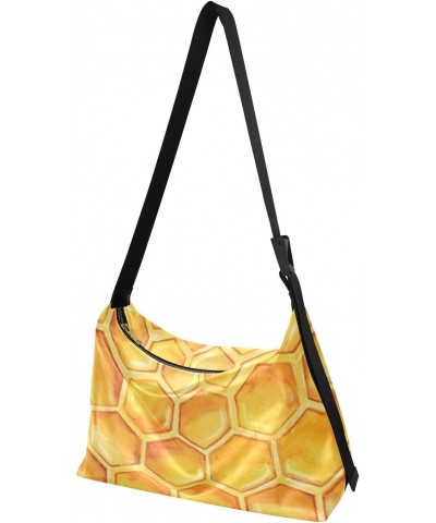 Yellow Honeycomb Honey Hobo Shoulder Bag for Women Men PU Leather Crossbody Bag Slouchy Tote Handbags for Work Travel $18.80 ...