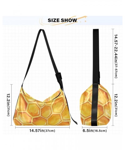 Yellow Honeycomb Honey Hobo Shoulder Bag for Women Men PU Leather Crossbody Bag Slouchy Tote Handbags for Work Travel $18.80 ...