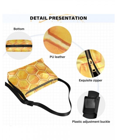 Yellow Honeycomb Honey Hobo Shoulder Bag for Women Men PU Leather Crossbody Bag Slouchy Tote Handbags for Work Travel $18.80 ...