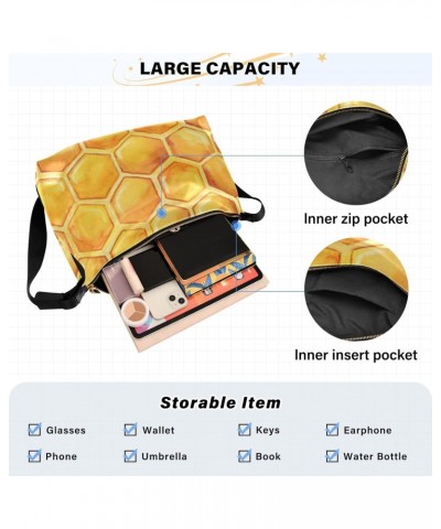 Yellow Honeycomb Honey Hobo Shoulder Bag for Women Men PU Leather Crossbody Bag Slouchy Tote Handbags for Work Travel $18.80 ...