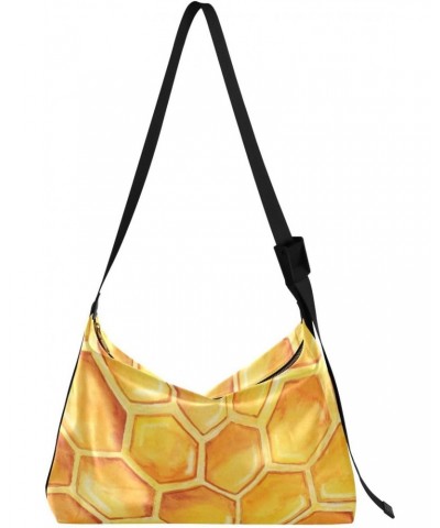 Yellow Honeycomb Honey Hobo Shoulder Bag for Women Men PU Leather Crossbody Bag Slouchy Tote Handbags for Work Travel $18.80 ...