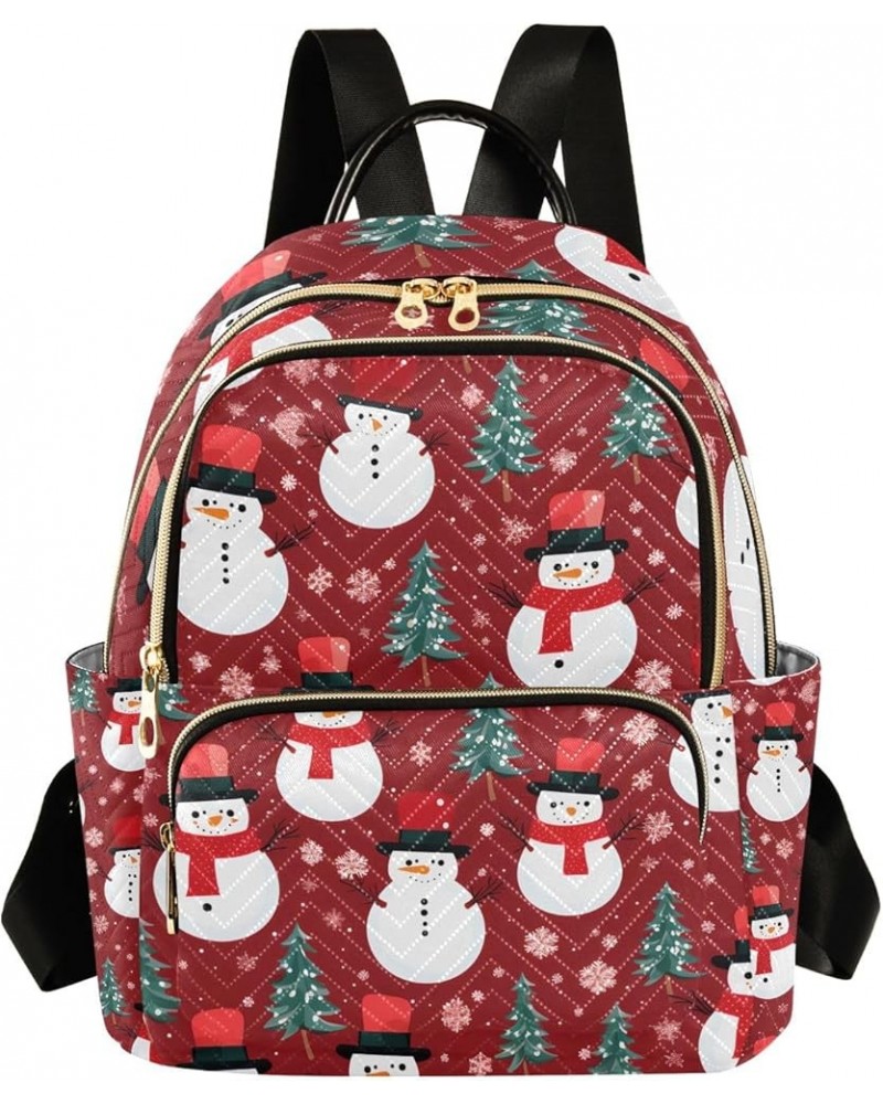 Christmas Tree Snowman Snowflake Fashion Backpack Purse for Women, Casual Daypacks, Ladies Gift for Traveling Hiking Multicol...