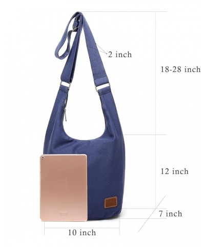 Women Hippie Crossbody Bag Top Zip Large capacity Canvas Sling Bag Jacquard cloth Handmade Bags Blue $12.74 Crossbody Bags