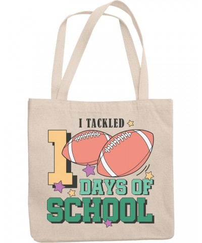 I Tackled 100 Days of School with Football Art Merch Gift, 12oz Canvas Tote Bag $15.38 Totes