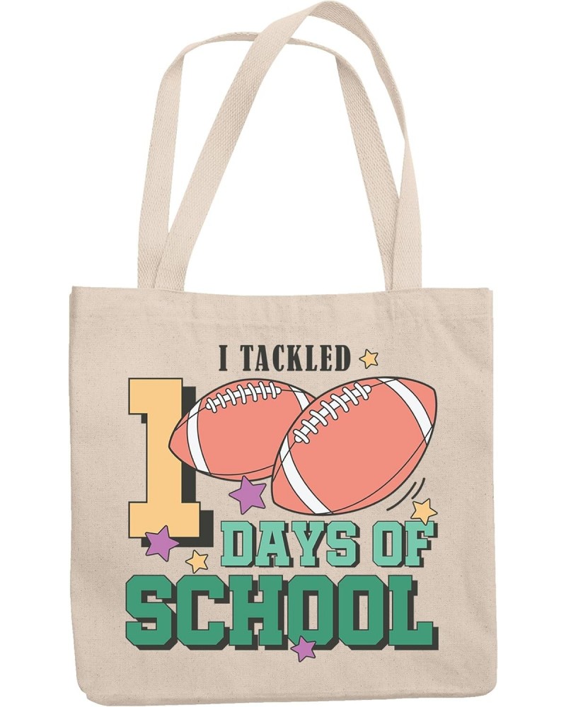 I Tackled 100 Days of School with Football Art Merch Gift, 12oz Canvas Tote Bag $15.38 Totes