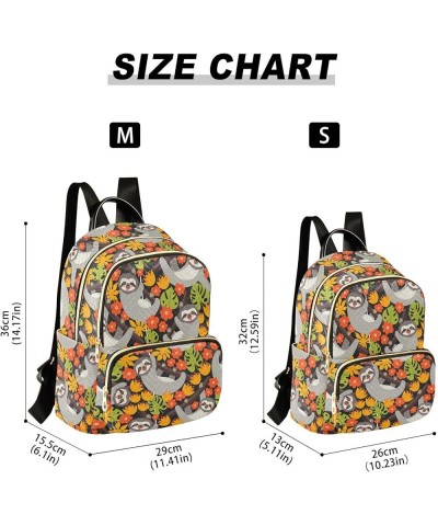 Mini Backpack for Women, Sloth Leaves Flowers Travel Backpack Purse for Ladies, Small Bookbag Daypack Shoulder Bag S Multi498...