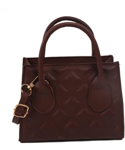 Women Fashion Lattice Embossing Shoulder Bags Female Leather Crossbody Bag Dark Brown $10.25 Shoulder Bags