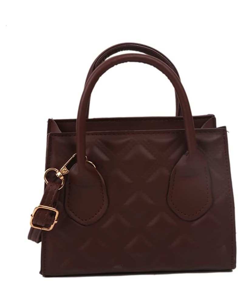 Women Fashion Lattice Embossing Shoulder Bags Female Leather Crossbody Bag Dark Brown $10.25 Shoulder Bags