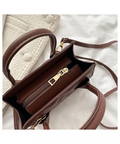 Women Fashion Lattice Embossing Shoulder Bags Female Leather Crossbody Bag Dark Brown $10.25 Shoulder Bags