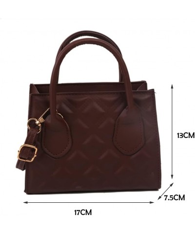 Women Fashion Lattice Embossing Shoulder Bags Female Leather Crossbody Bag Dark Brown $10.25 Shoulder Bags