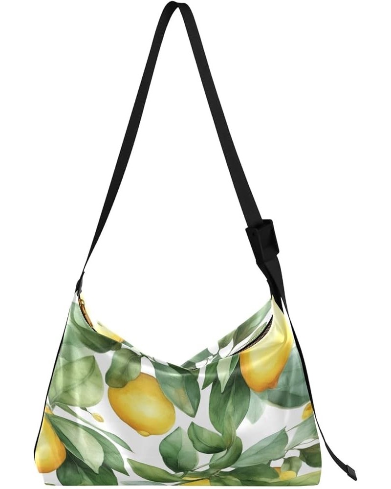 Tropical Island and Palms Large Crossbody Bag, Leather Women Bag, Faux Leather Shoulder Bag Watercolor Fruit Lemon (2) $15.83...