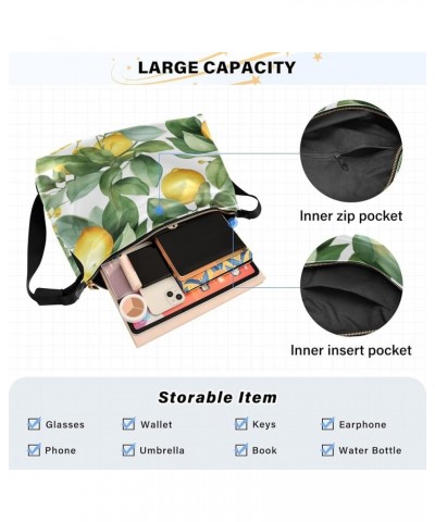 Tropical Island and Palms Large Crossbody Bag, Leather Women Bag, Faux Leather Shoulder Bag Watercolor Fruit Lemon (2) $15.83...