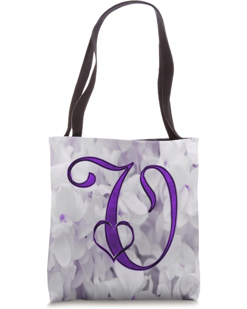 Lilac Heart Letter V Purple Flower Petal Nature Love Initial Tote Bag $10.71 Totes