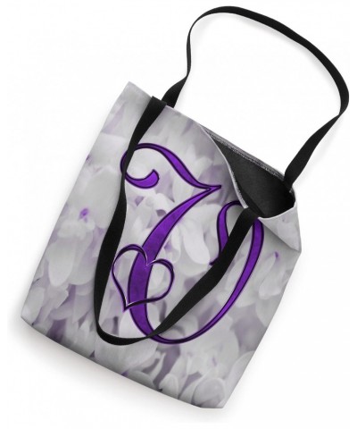 Lilac Heart Letter V Purple Flower Petal Nature Love Initial Tote Bag $10.71 Totes