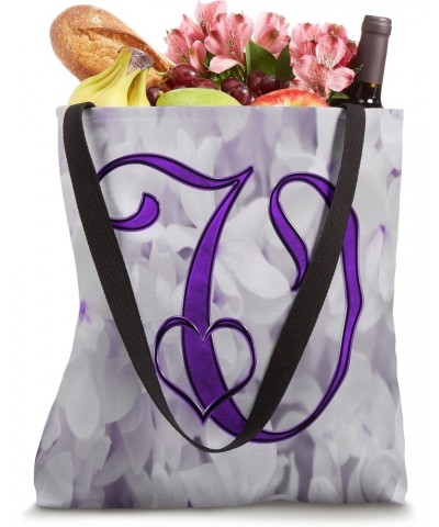 Lilac Heart Letter V Purple Flower Petal Nature Love Initial Tote Bag $10.71 Totes